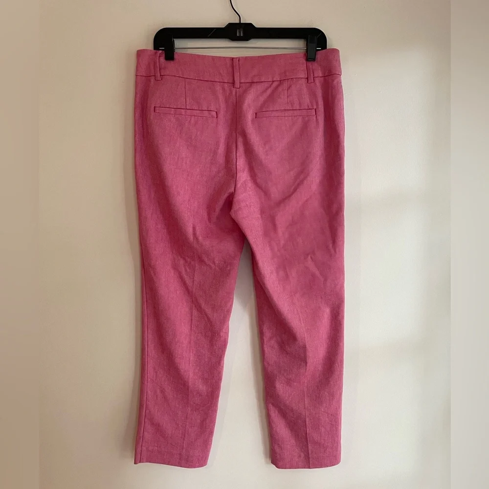 LOFT Pink Linen Blend Cropped Ankle Pants Size 8